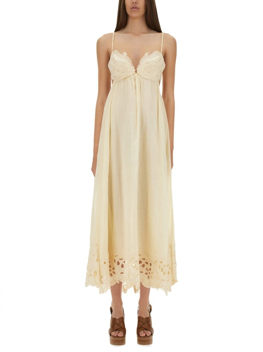 Zimmermann Coco Embroidered Linen Midi Dress