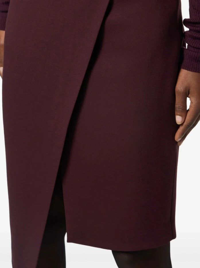 Elisabetta Franchi Burgundy Wraparound Skirt With Asymmetric Hem