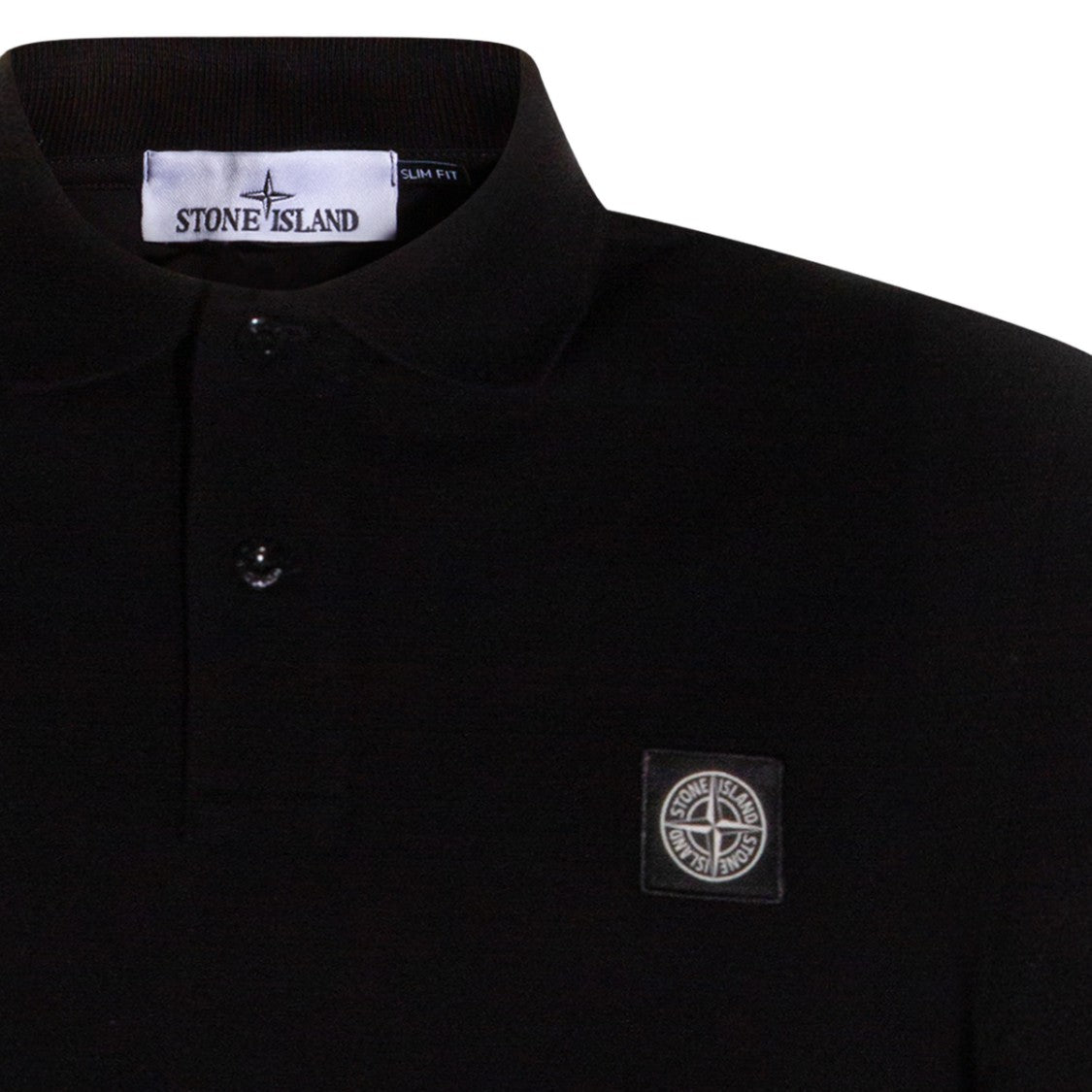 Stone Island Slim Fit Black Polo Shirt With Embroidered Logo