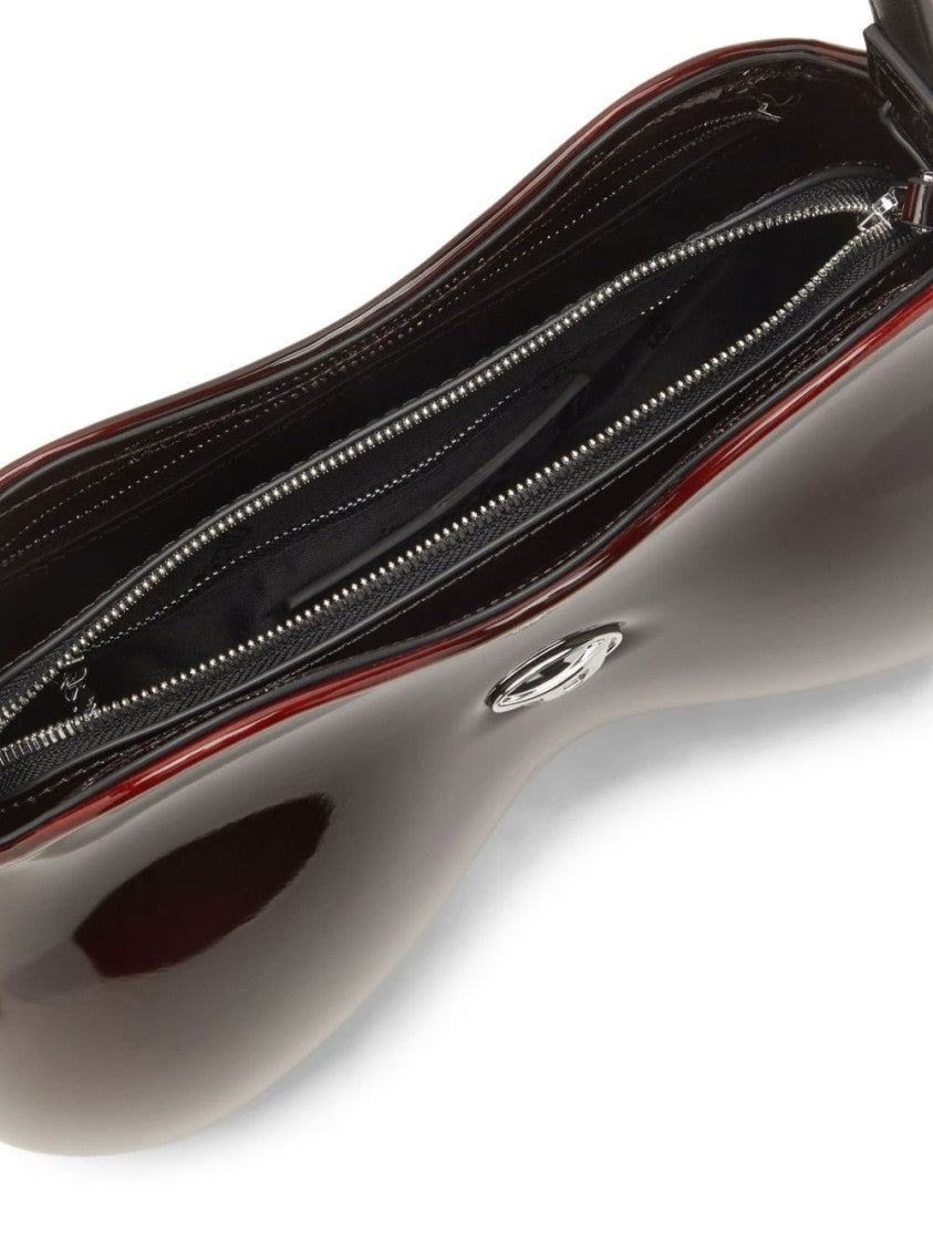 Diesel Sculptural Bordeaux Shoulder Bag With Glossy Finish