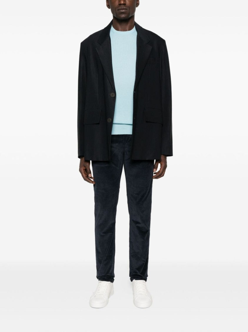 Gran Sasso Light Blue Crewneck Sweater With Ribbed Cuffs