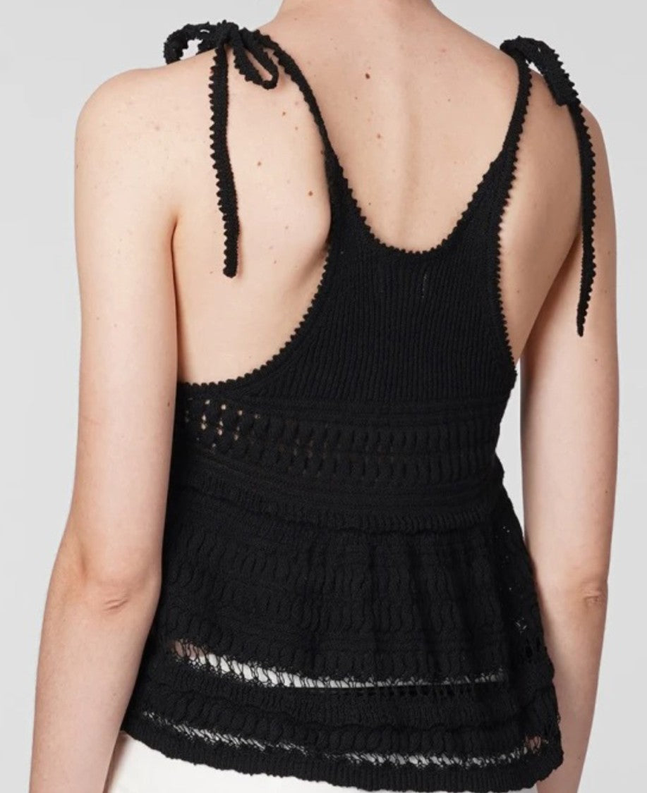 Isabel Marant Black Sleeveless Top With Crochet Detailing
