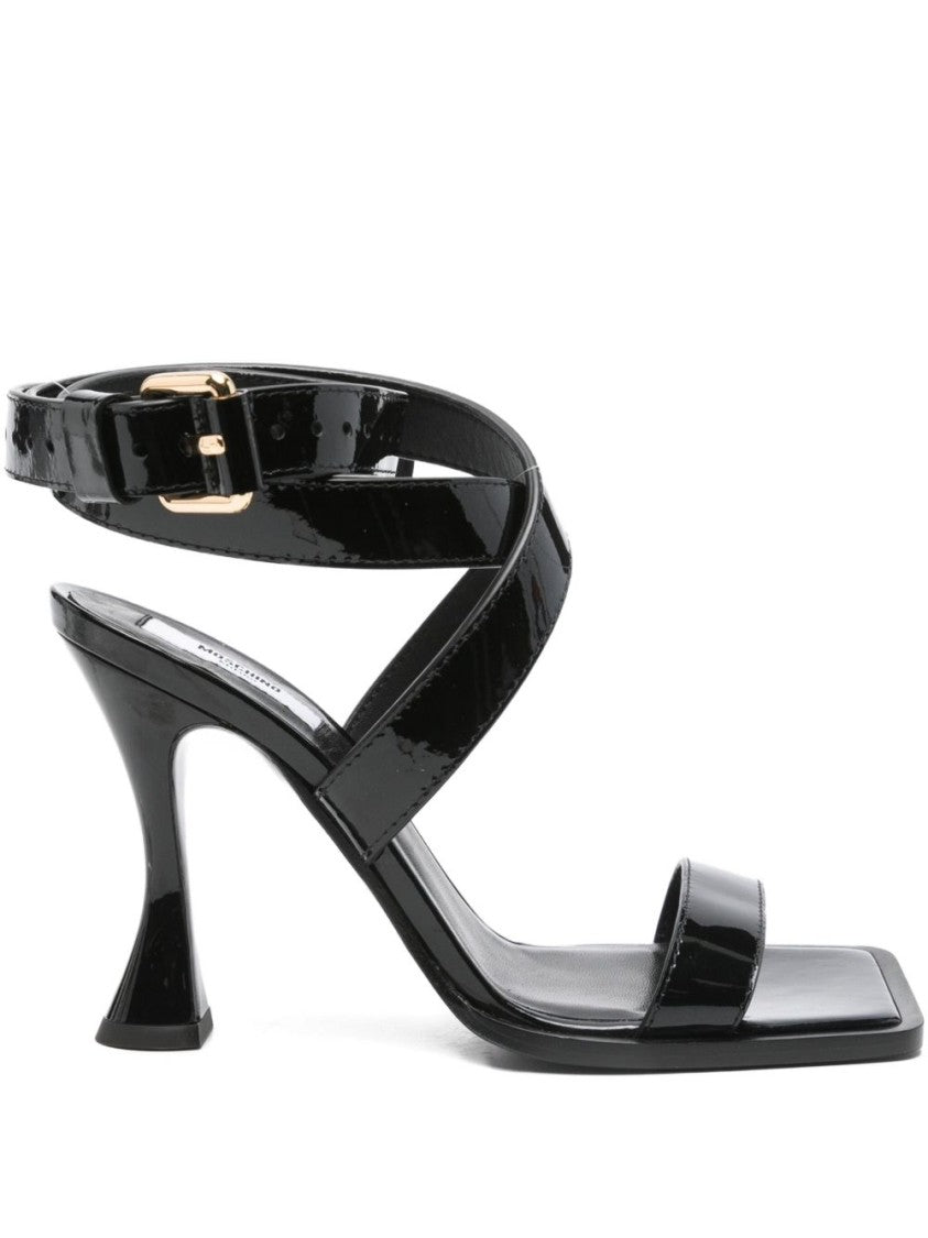 Moschino Black Leather Sandals