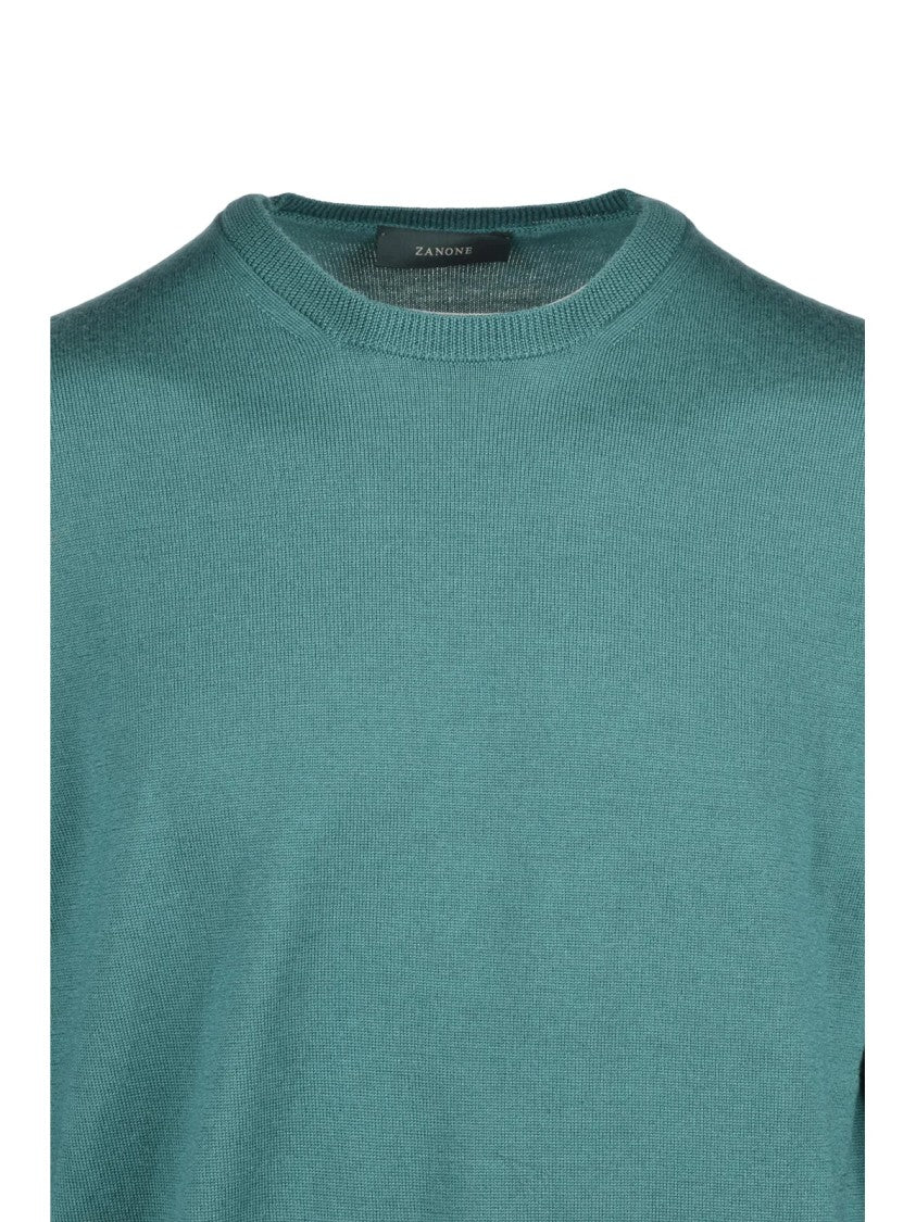 Zanone Green Insulating Virgin Wool Crewneck Pullover