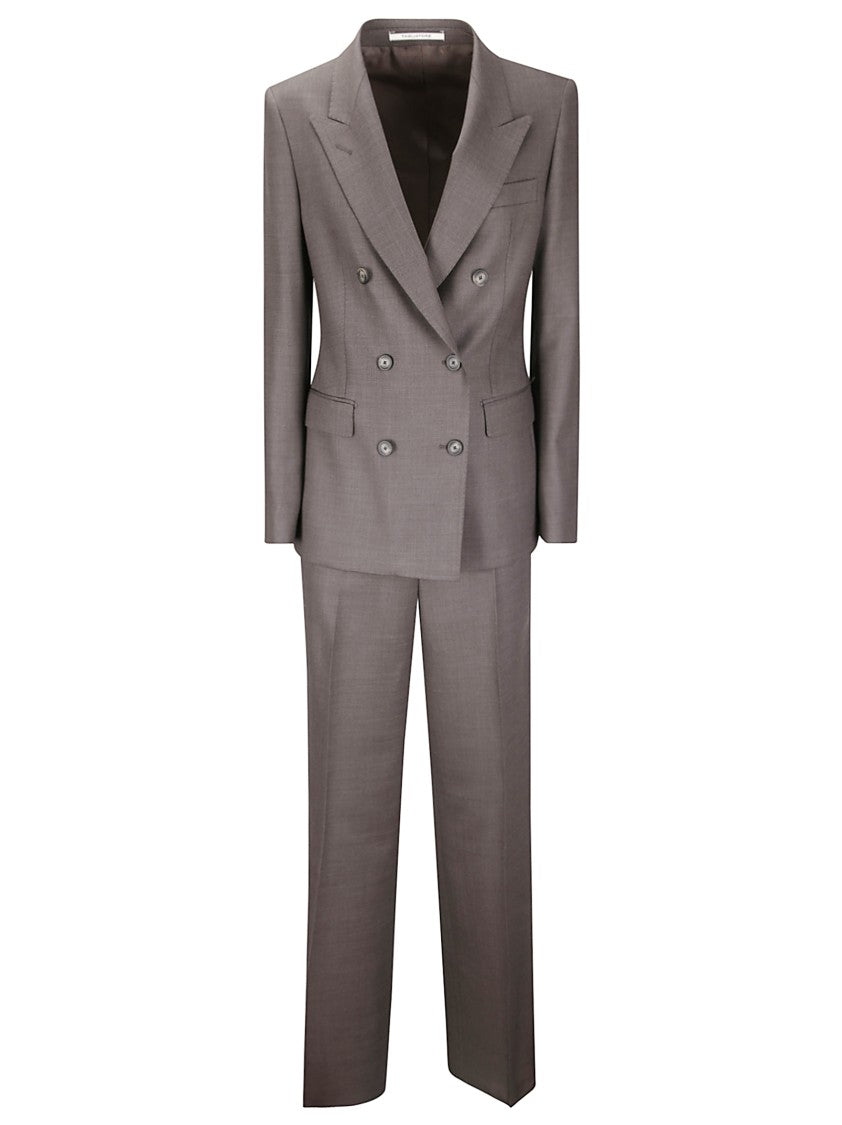 Tagliatore Refined Tailored Suit In Dark Brown
