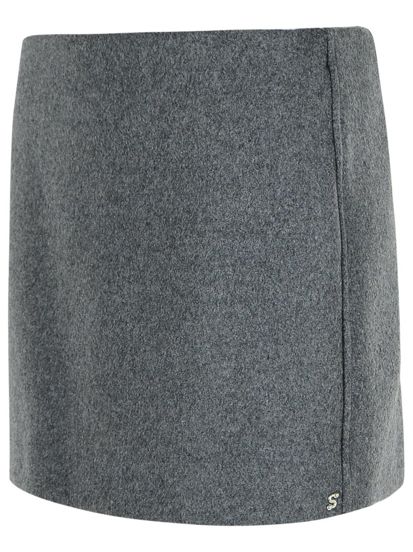 Sportmax 'Poggio' Grey Virgin Wool Skirt