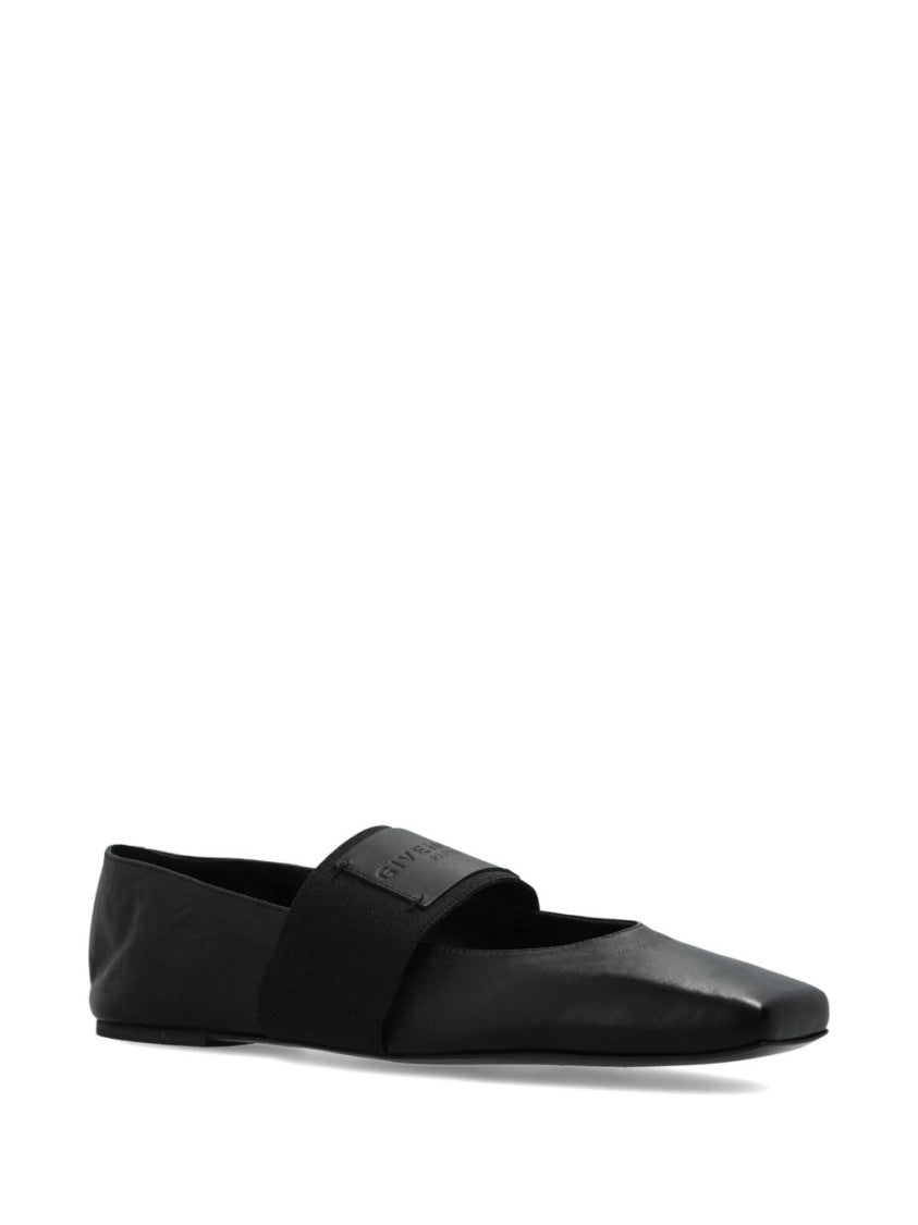 Givenchy Black Minimalist Square Toe Leather Flats