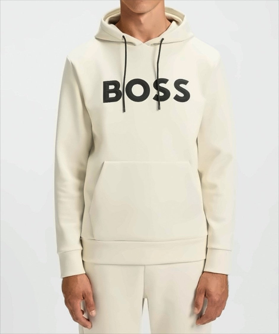 Boss Cotton Blend Hoodie With Contoured Logo