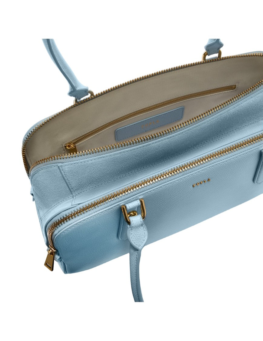 Furla Giulia M Boston Leather Shoulder Bag, Midnight Blue