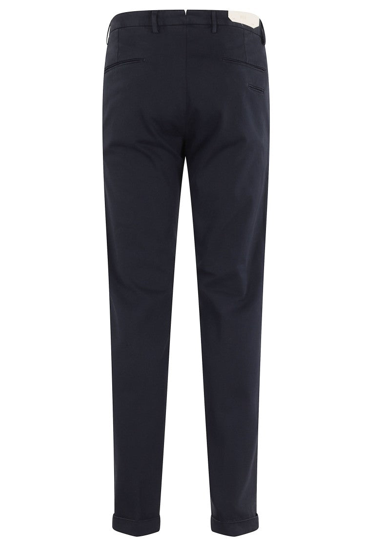 Briglia Blue Flat-Stomach Cuffed Hem Cotton Straight-Leg Pants