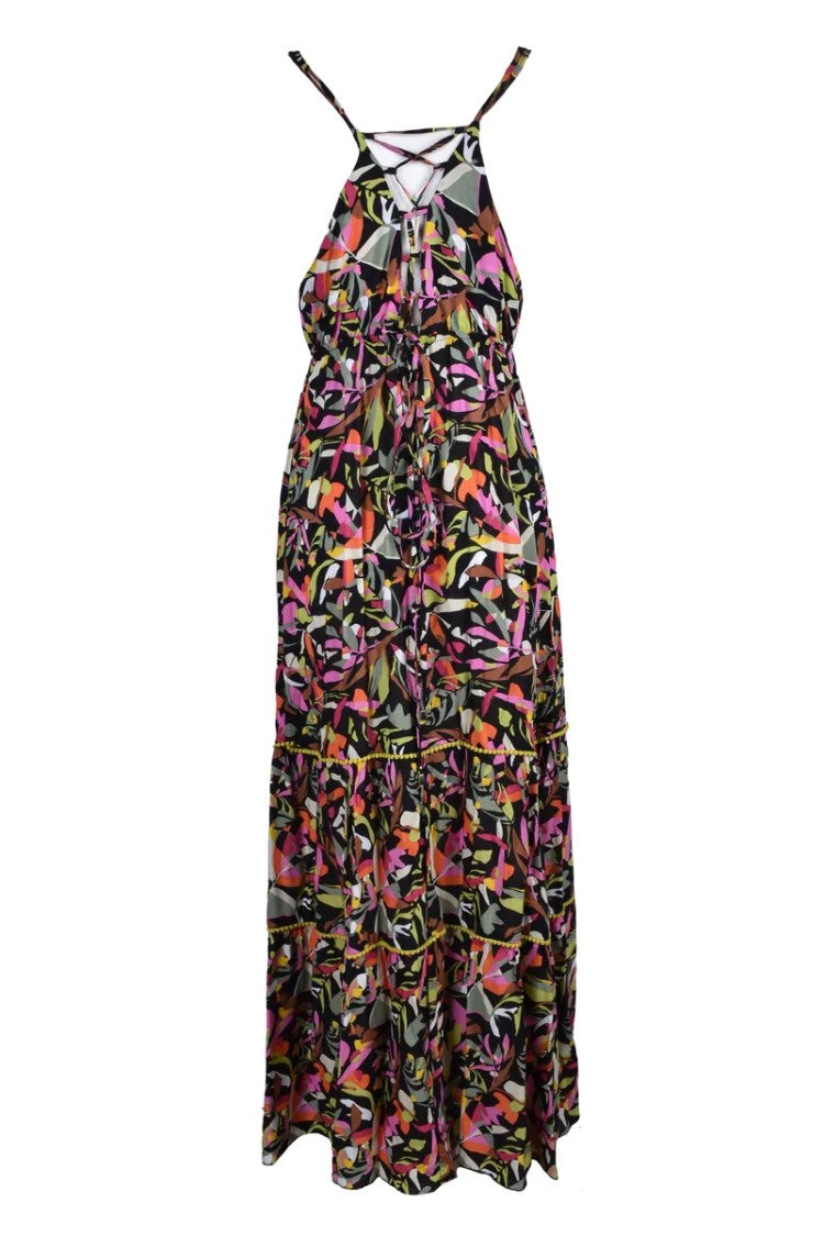 Gil Santucci Black Viscose Long Dress