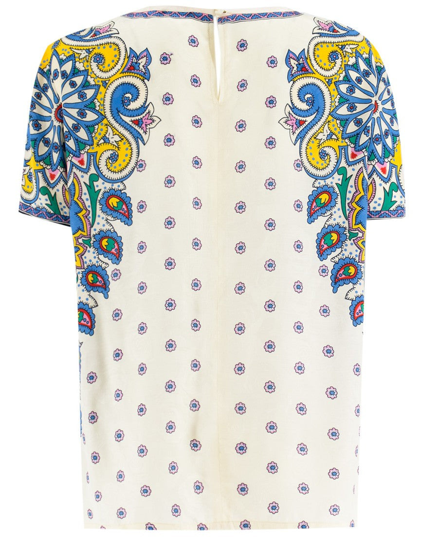 Etro Multi-Coloured Floral Print Top With Back Button Fastening
