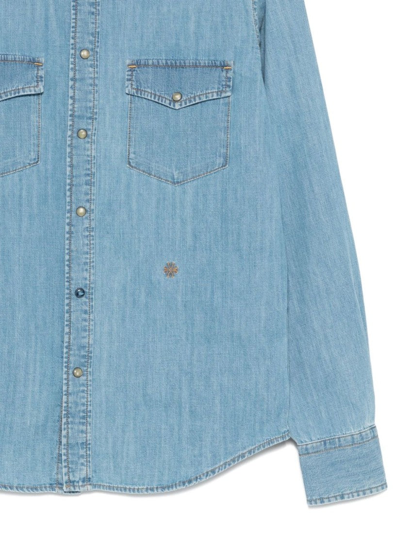 Jacob Cohen Solid Blue Tailored Shirt With Traditional Collar