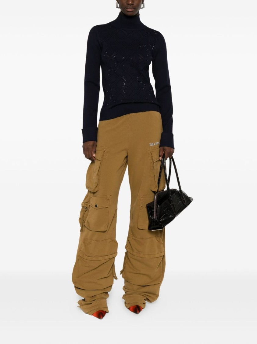 Blugirl Fitted Blue Sweater With Textured Diamond Pattern