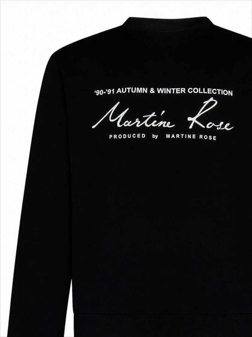 Martine Rose Cropped Black Long-Sleeve Tee With Vintage Text Design