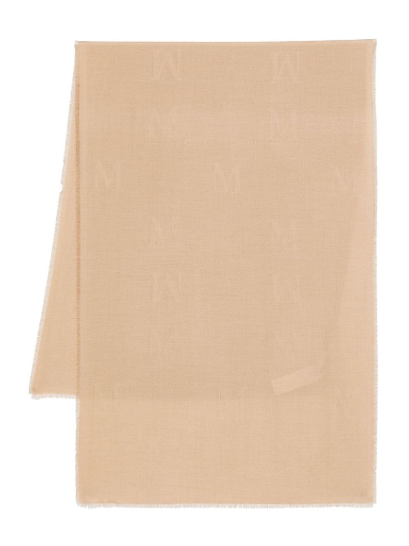 Max Mara Jacquard Logo Motif Scarf With Fringed Edges