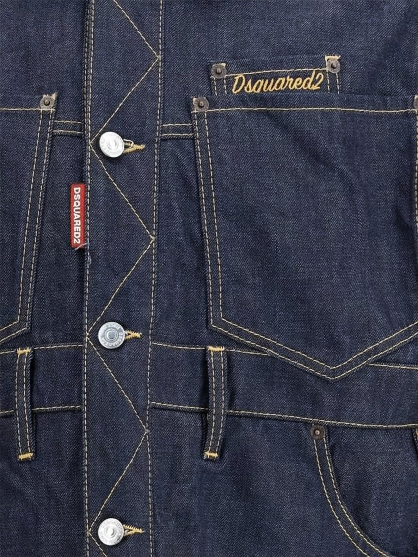 Dsquared2 Cropped Denim Jacket With Classic Collar