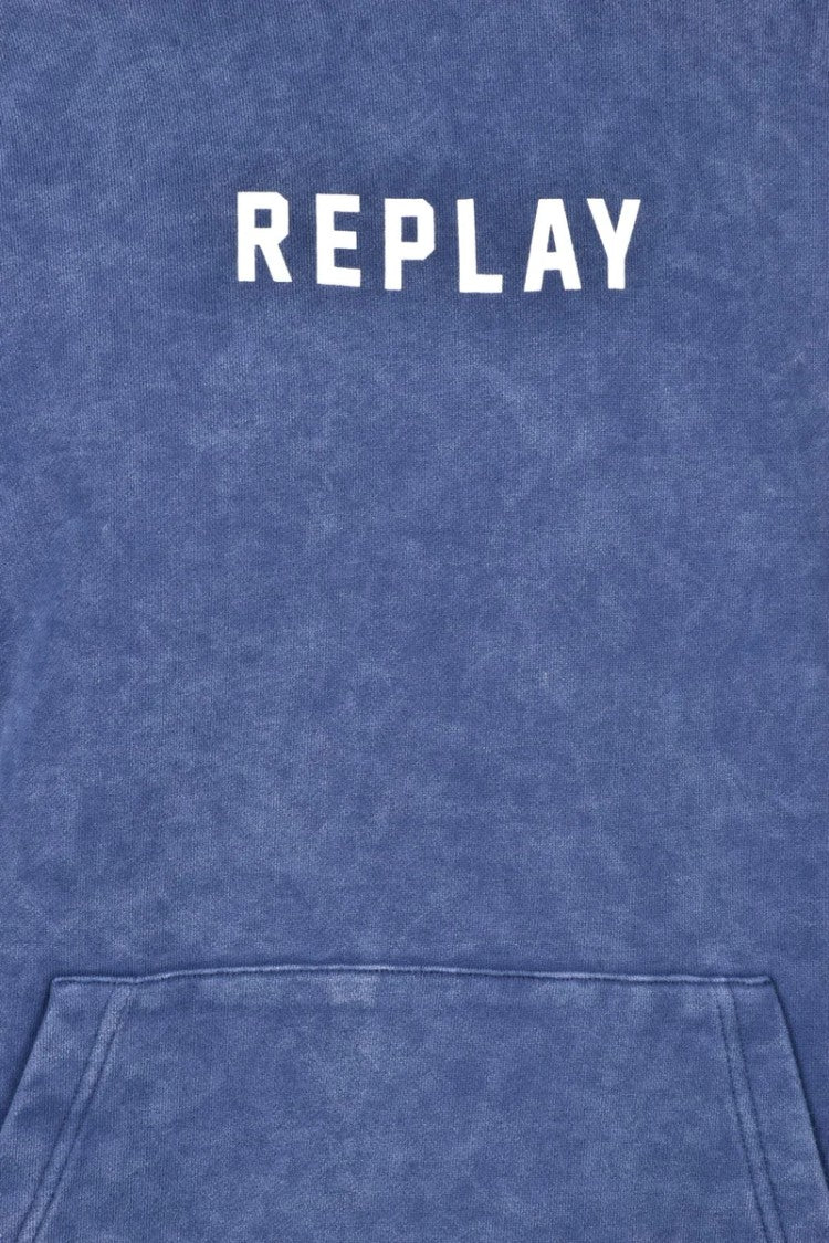 Replay Blue Men Cotton Hoodie