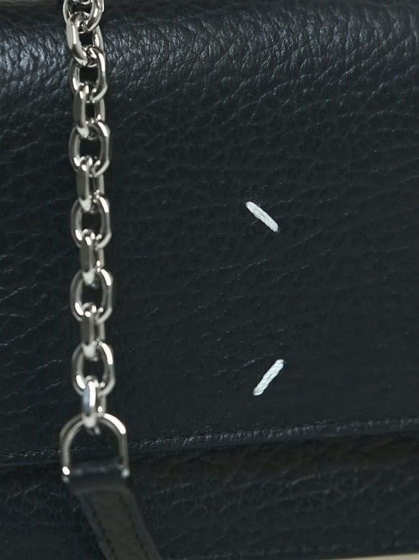 Maison Margiela Rectangular Crossbody Wallet With Silver-Tone Chain And Distinctive Stitches