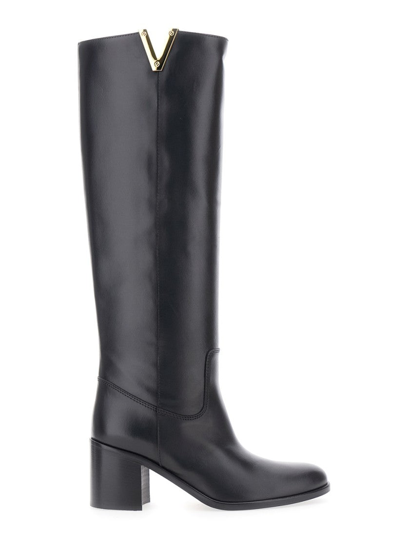 Via Roma 15 Knee-High Boots With Polished Leather