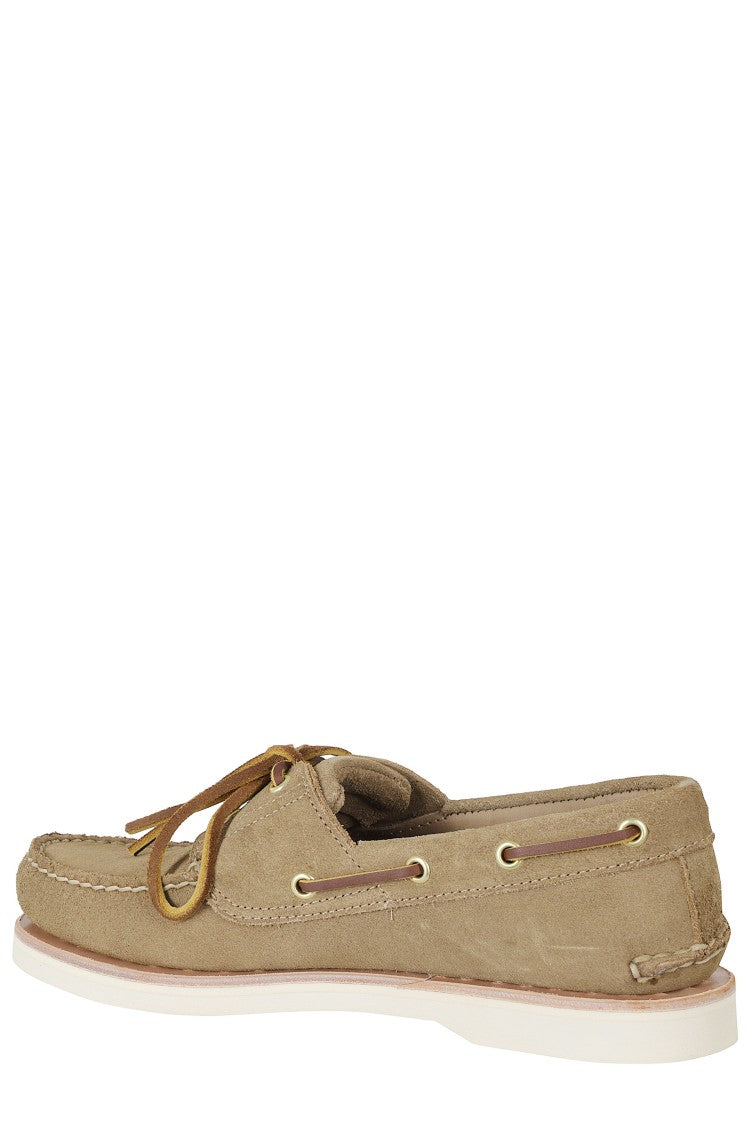 Timberland Beige Handcrafted Crude Leather Laces Leather Boat Shoes