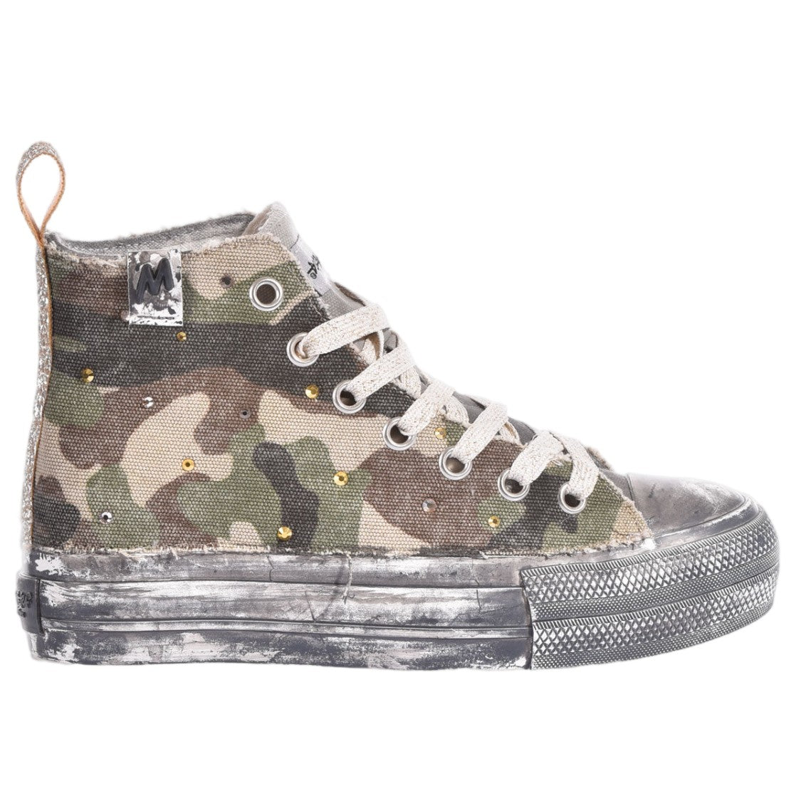 Mimanera Army Military Handcrafted Swarovski Platform Sneakers