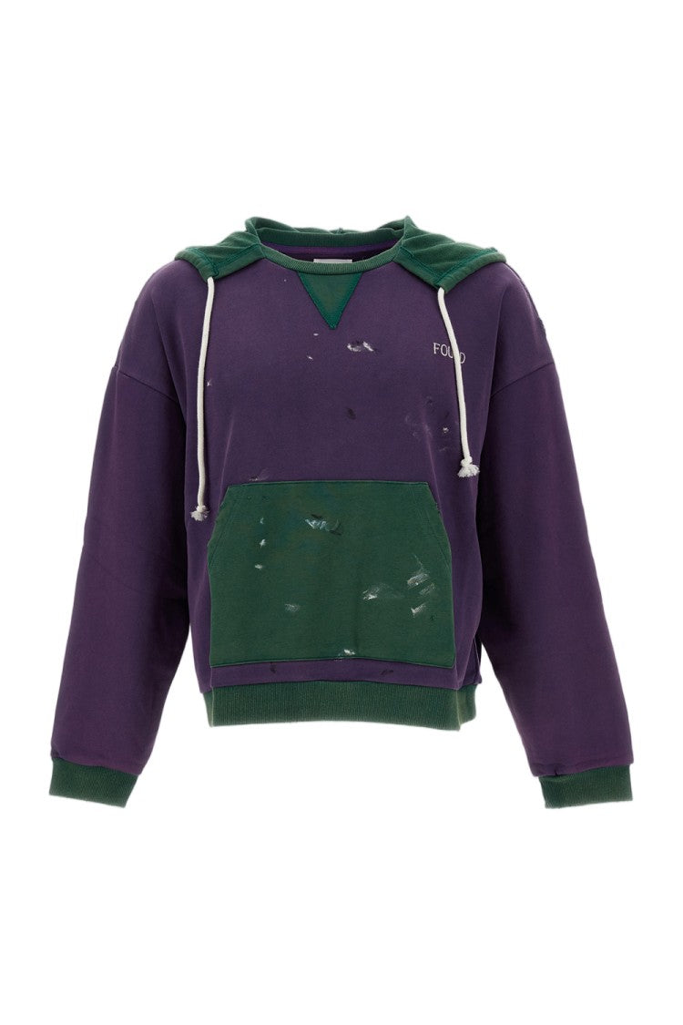 Found Two-Tone Painter Splatter Cotton Hoodie