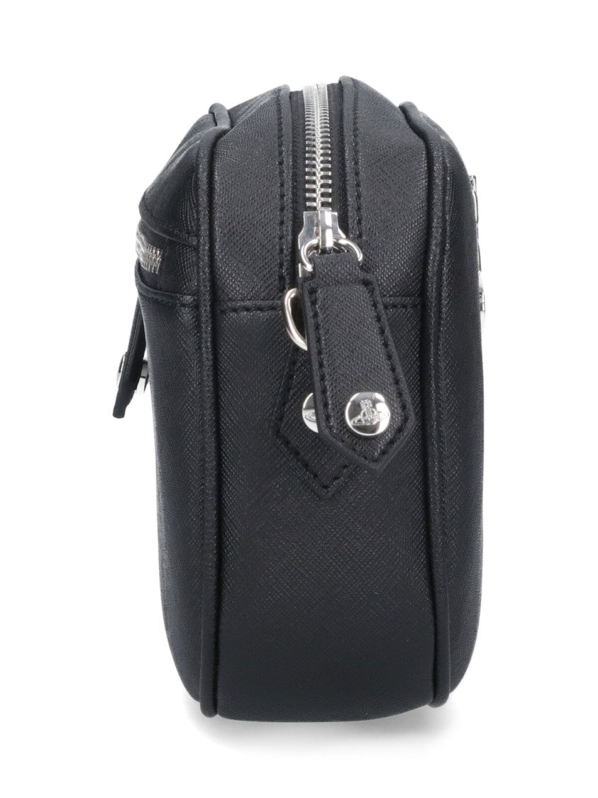 Vivienne Westwood "Anna" Shoulder Bag In Black Cotton Blend