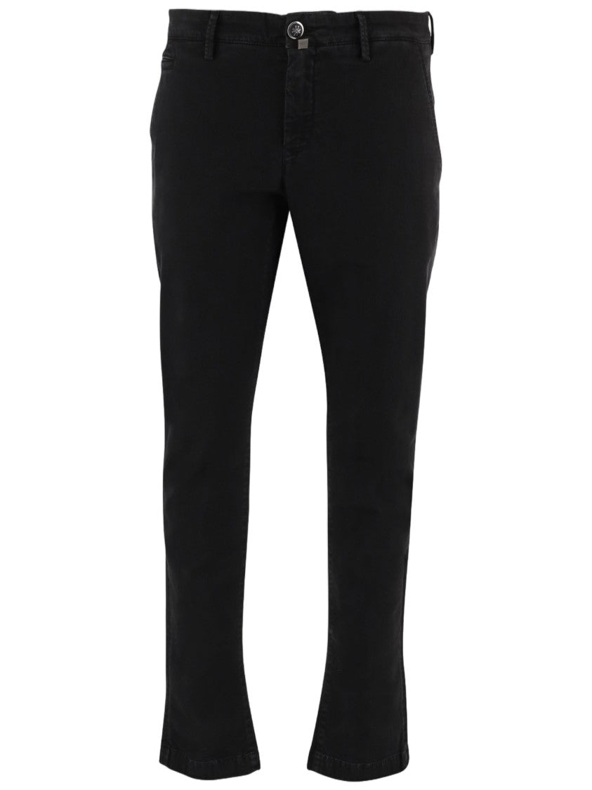 Jacob Cohen Black Tailored Slim-Fit Stretch Cotton-Blend Formal Pants