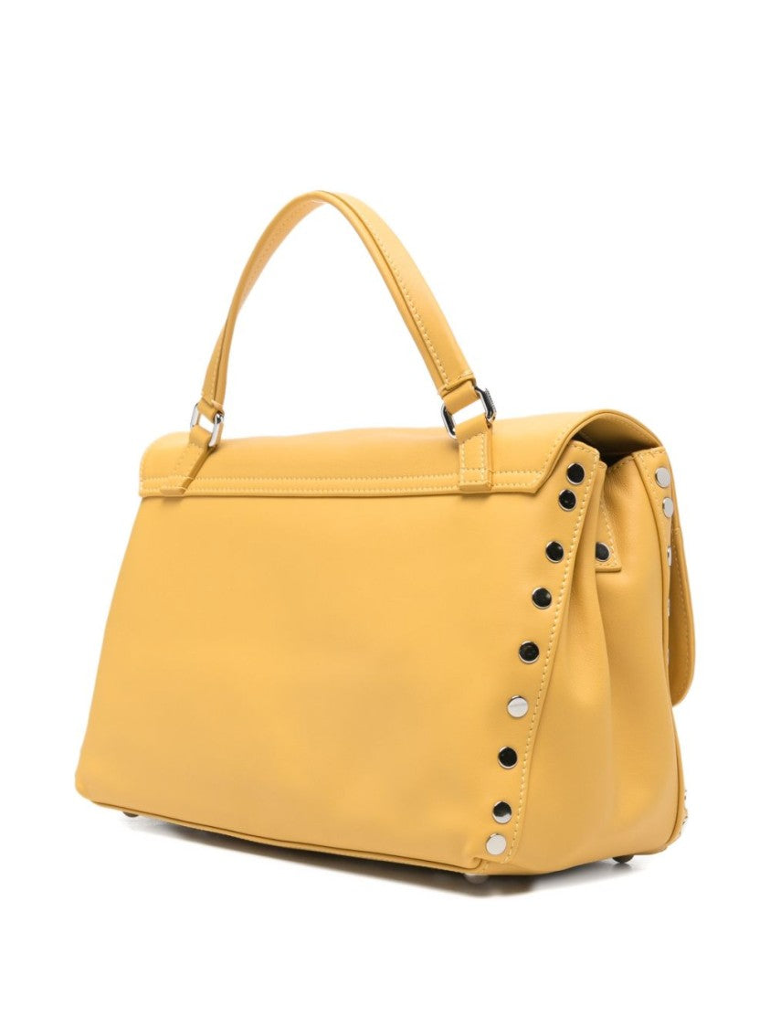 Zanellato Structured Yellow Calf Leather Postina Handbag With Detachable Strap