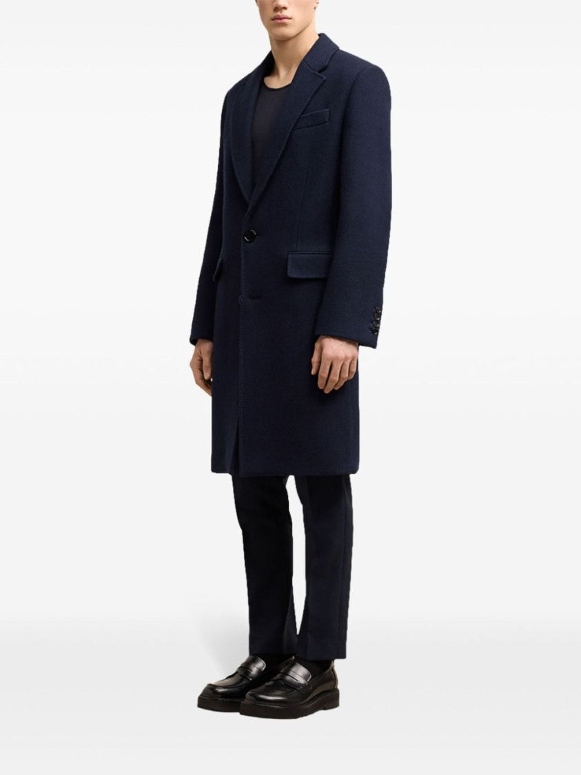 Ami Navy Blue Wool Coat