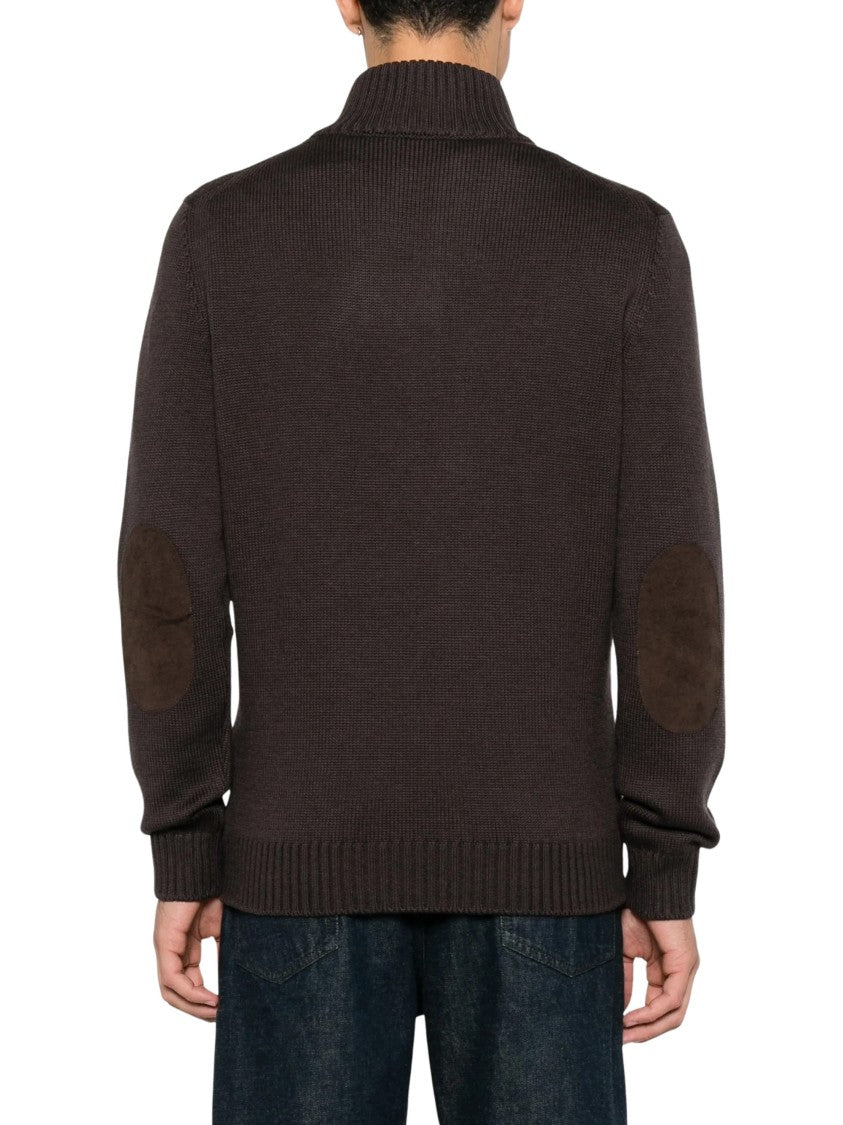 Fay Elbow-Patch High Collar Sweater