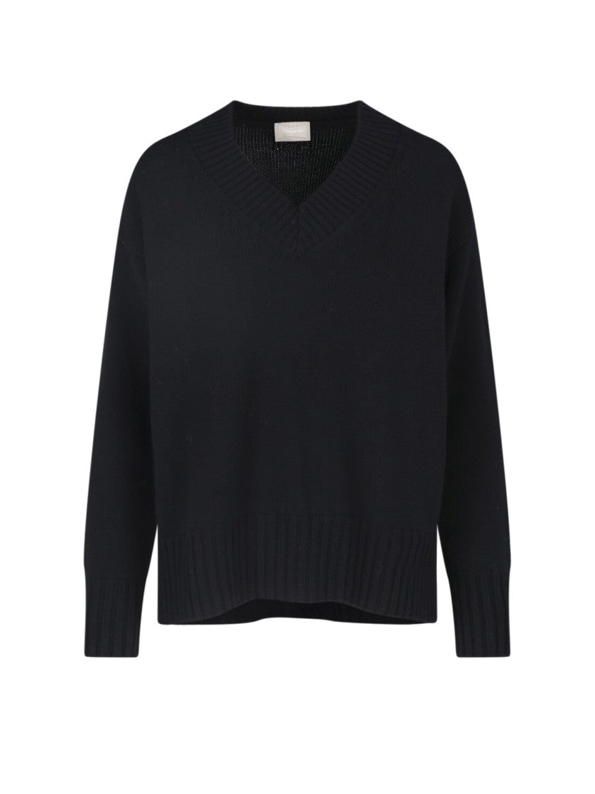 Drumohr Black Merino Wool V-Neck Sweater