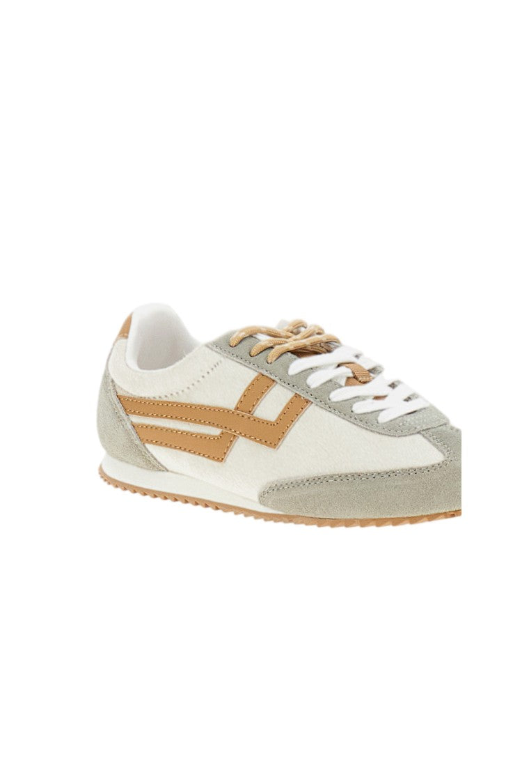 Pro White Beige Racer 77 Calf Hair Leather Sneakers