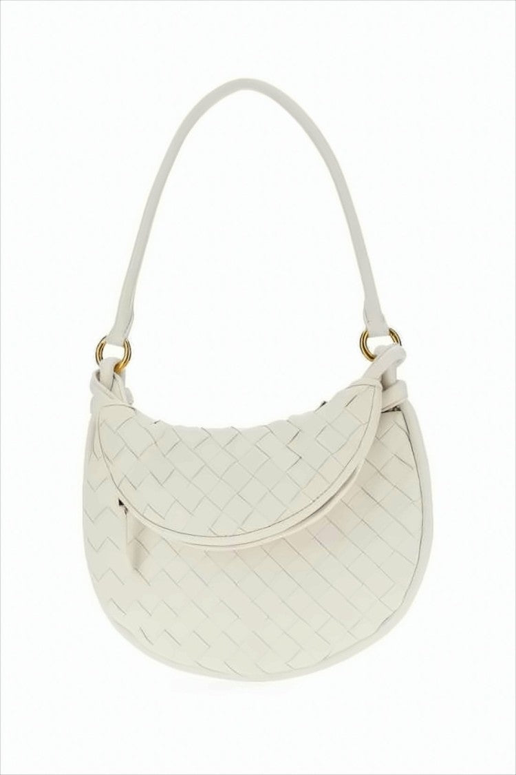 Bottega Veneta Curved White Lambskin Shoulder Bag