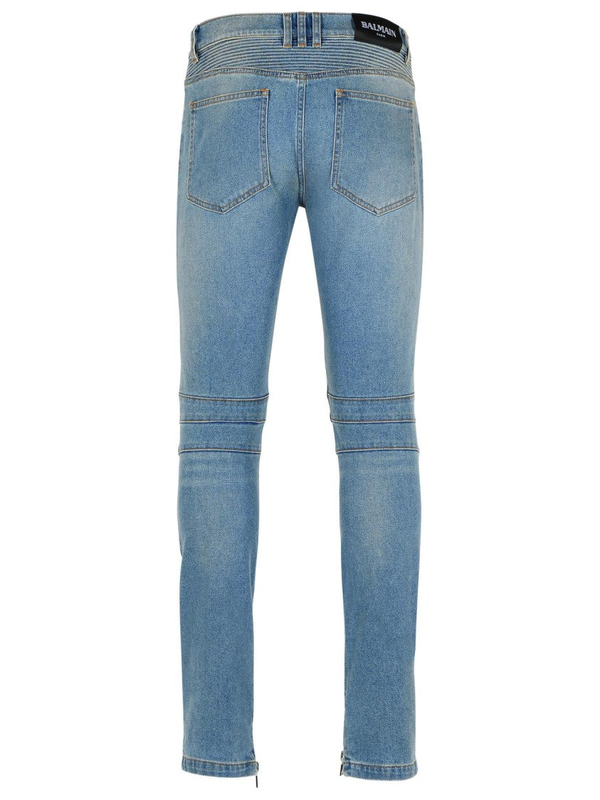 Balmain 'Biker' Blue Cotton Jeans