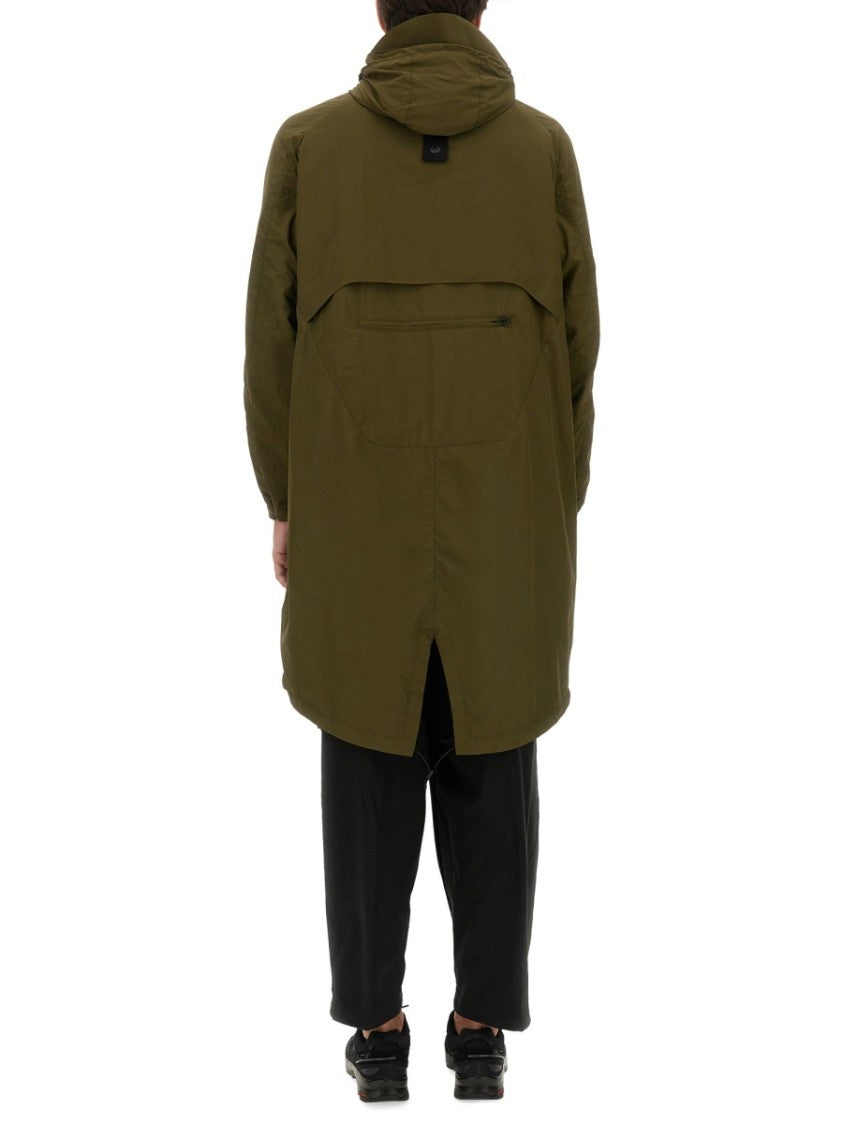 Jg1 Long Green Nylon Parka With Design