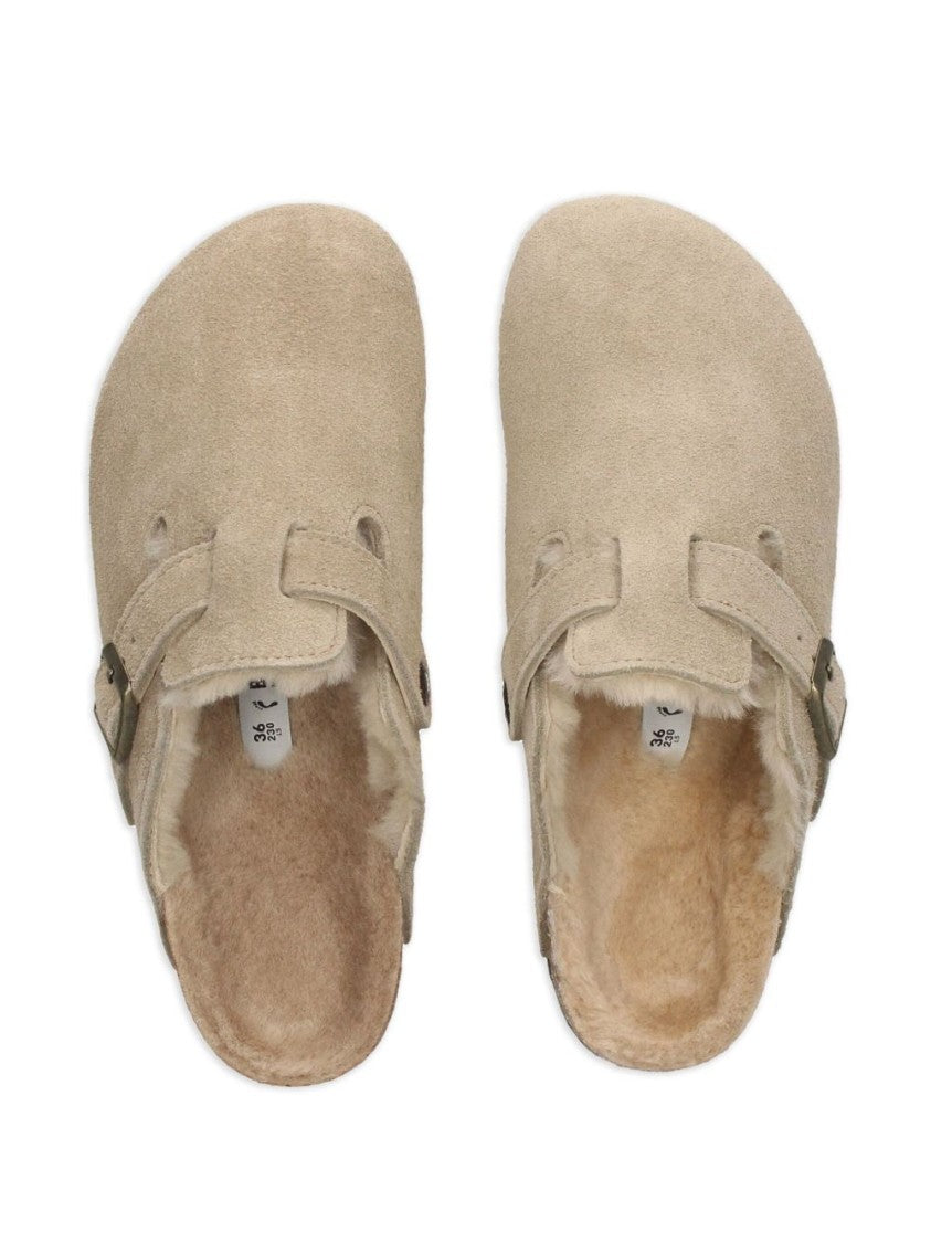 Birkenstock Suede Shearling Slip-On Sandals