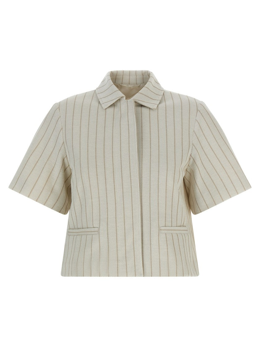 Max Mara 'Mxmangio' Pinstripe Cotton Jersey Jacket