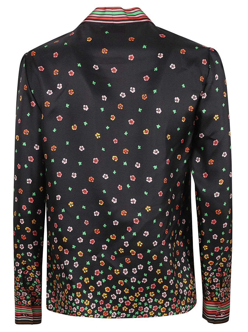 Red Valentino Silk Black Shirt With Refined Collar