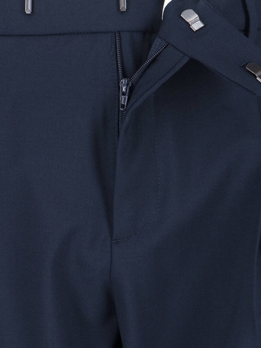 Cruna Blue Tailored Straight-Leg Virgin Wool Trousers