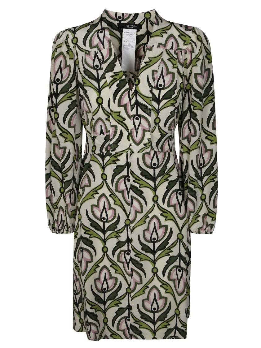 Max Mara Floral Pattern Dress With Fitted Waist