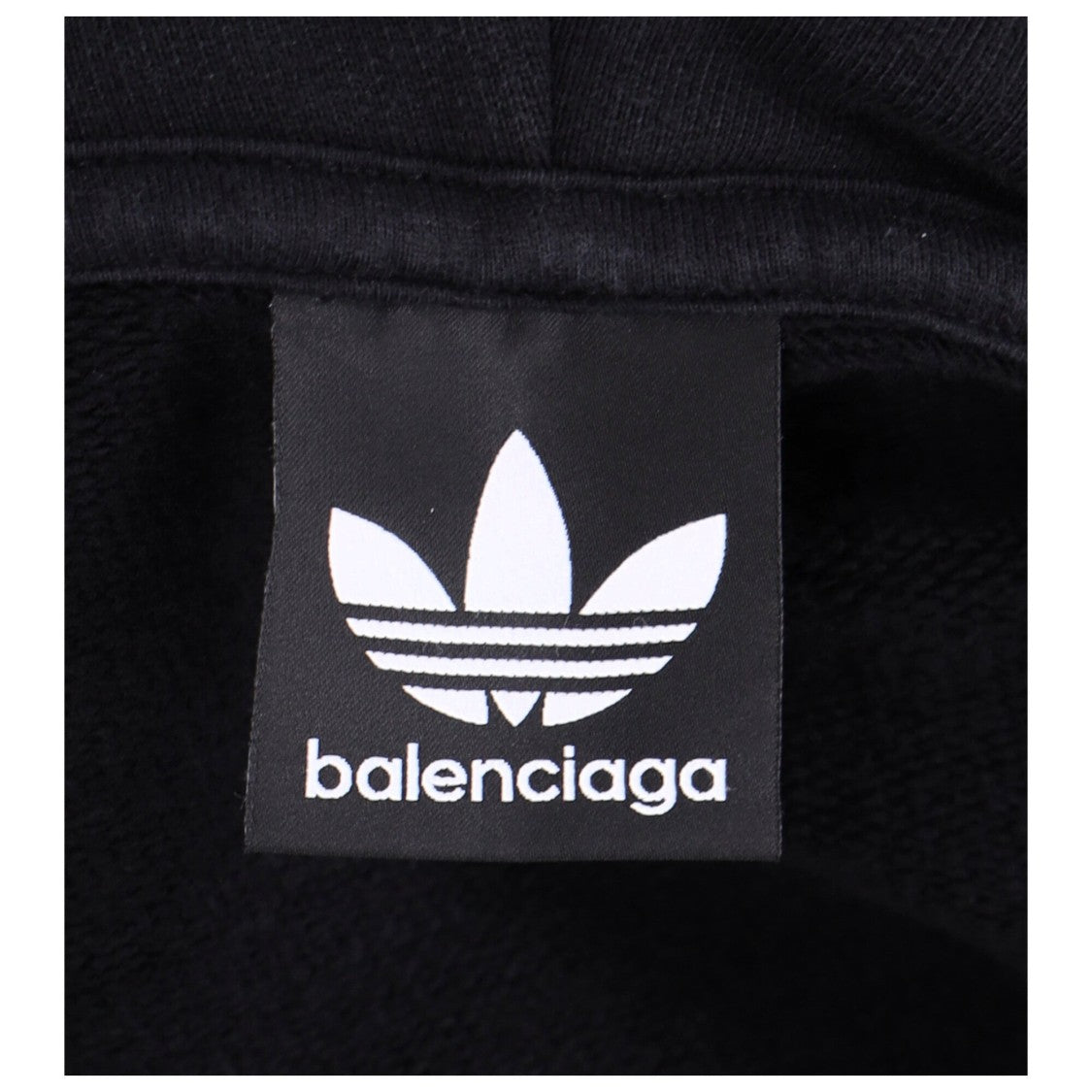 Balenciaga Oversized Black Fleece Hoodie With Embroidered Logos