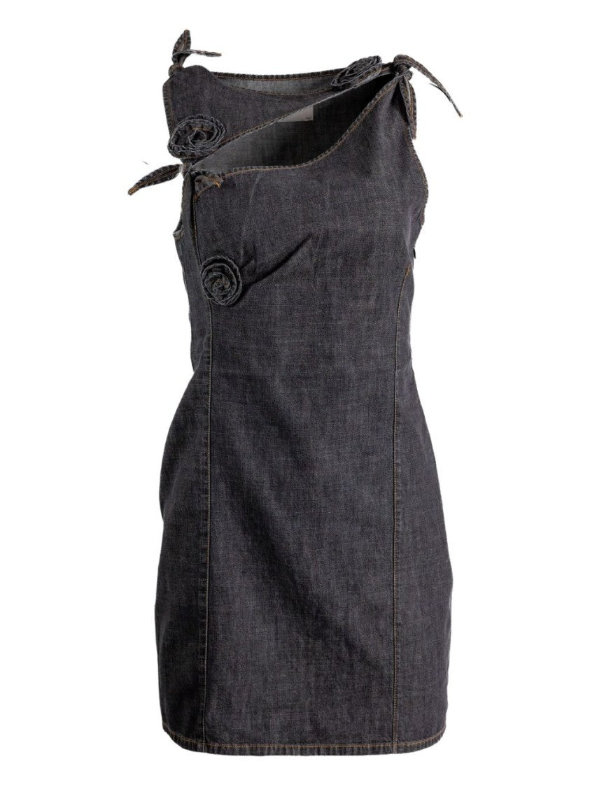 Coperni Grey Floral Detail Tie Sleeveless Dress