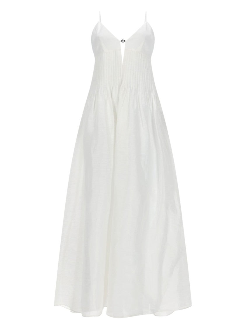 Tory Burch Linen Silk Deep V-Neck Dress