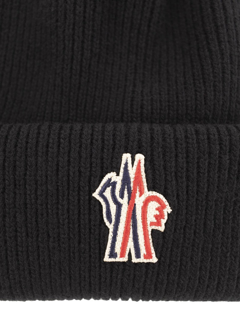 Moncler Grenoble Classic Beanie Wool Cap With Ribbed Texture