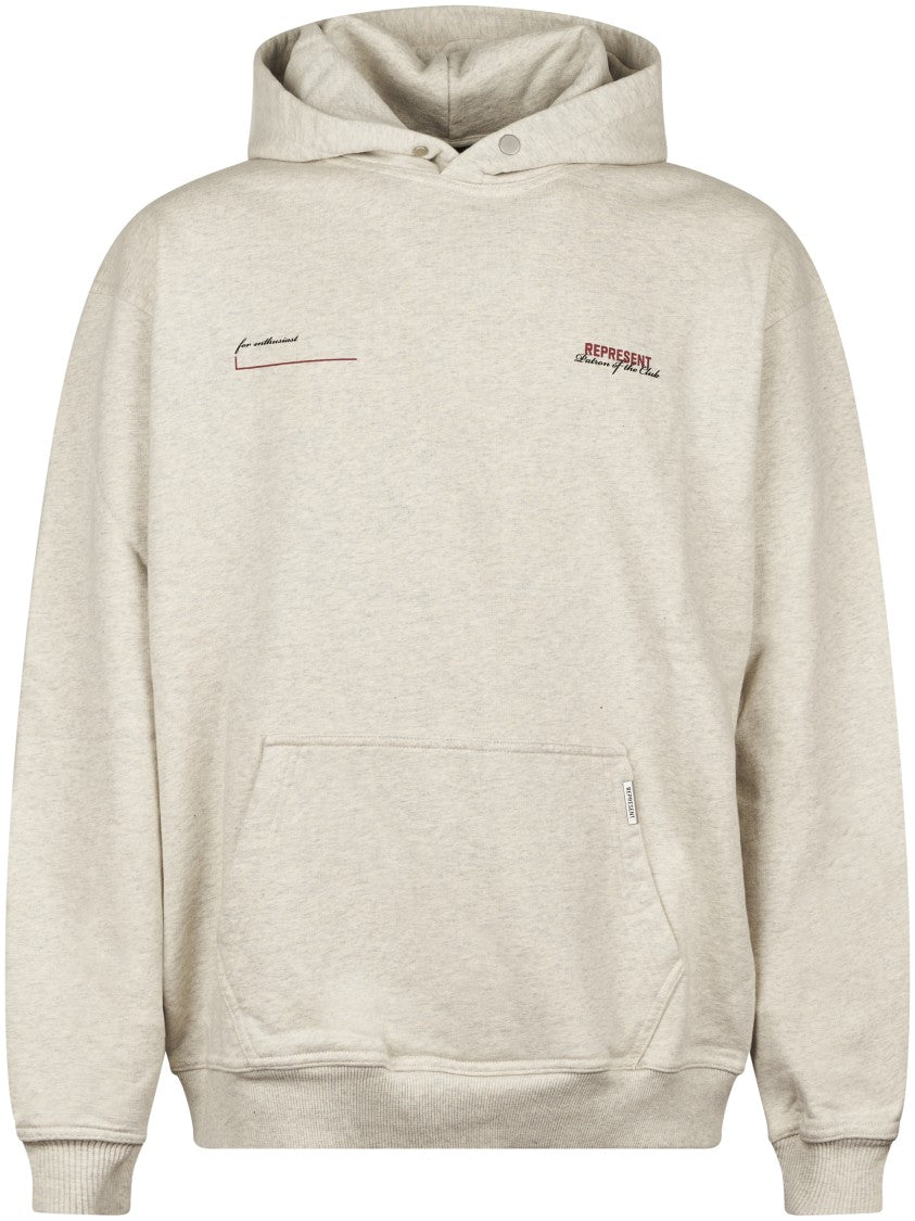 Represent Relaxed Fit Textured Cotton Hoodie With Contrasting Text