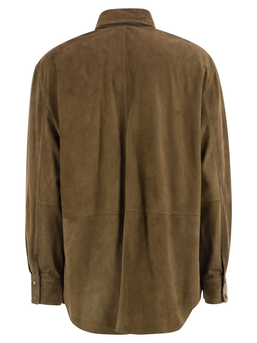 Brunello Cucinelli Suede Shirt With Jewellery