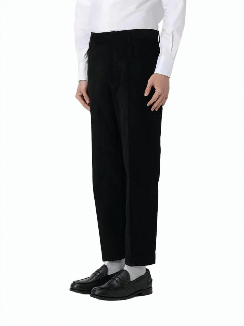 Thom Browne Tailored Black Straight Pants With Mid-Rise Waist
