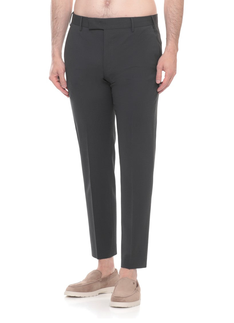 Pt Torino Dark Grey Wool Straight-Leg Pants